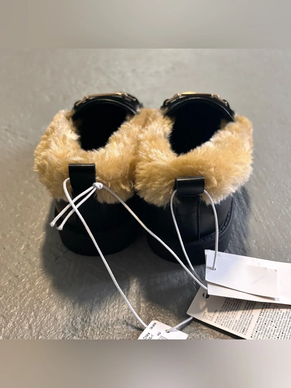 Baby Gap Toddler Faux Fur Loafers Black Kids Girls Size 9